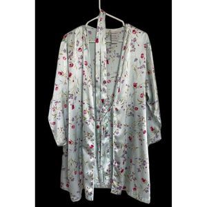 Jaclyn Smith Multicolored Floral Robe Women's Size M Long Sleeve Tie